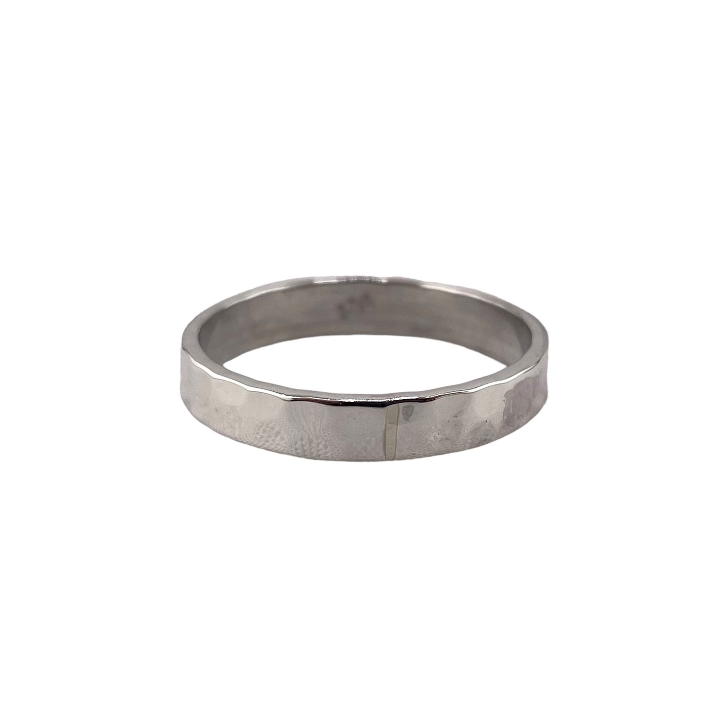 Hammered 4mm Band Ring Sterling Silver