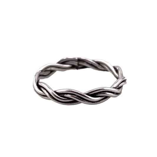 Braided Twine Rope Ring Sterling Silver