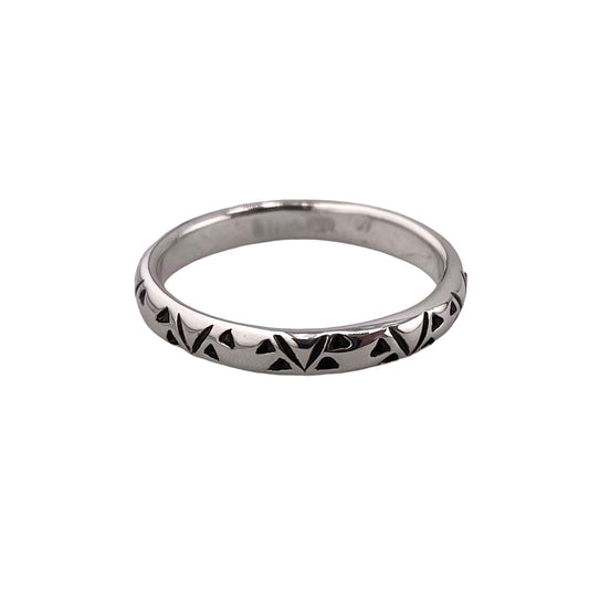 Imprinted Pattern Ring Sterling Silver