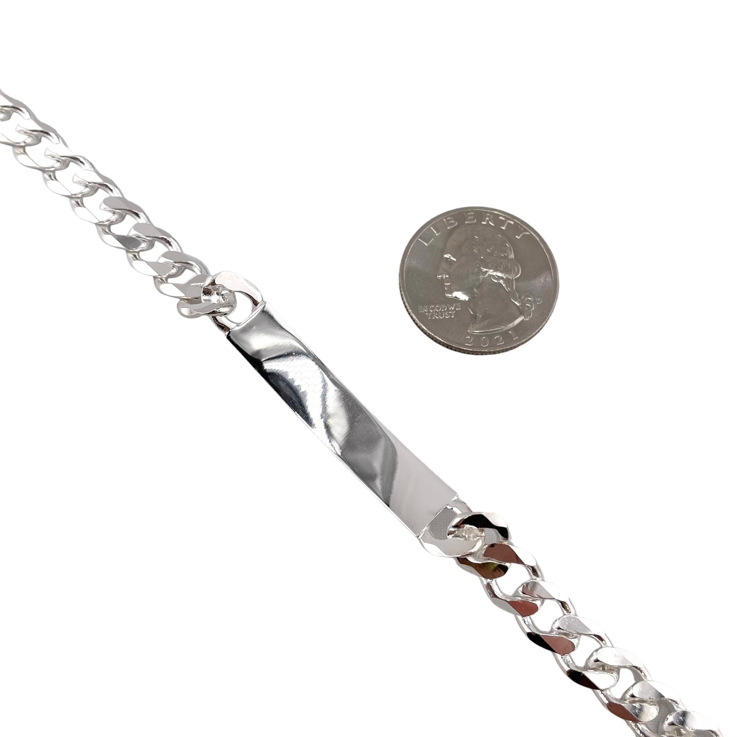 Sterling Silver Curb 220 8mm ID Bracelet Chain Italian Italy Solid Mens Jewelry