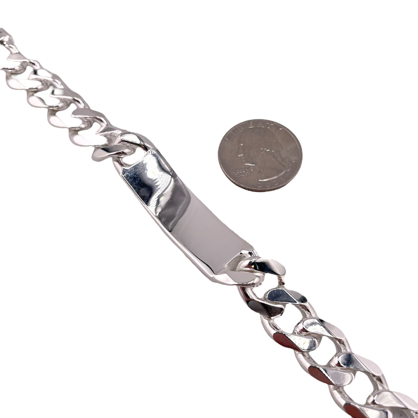 Sterling Silver Curb 350 13.1mm ID Bracelet Chain Italian Italy Solid Mens Jewelry