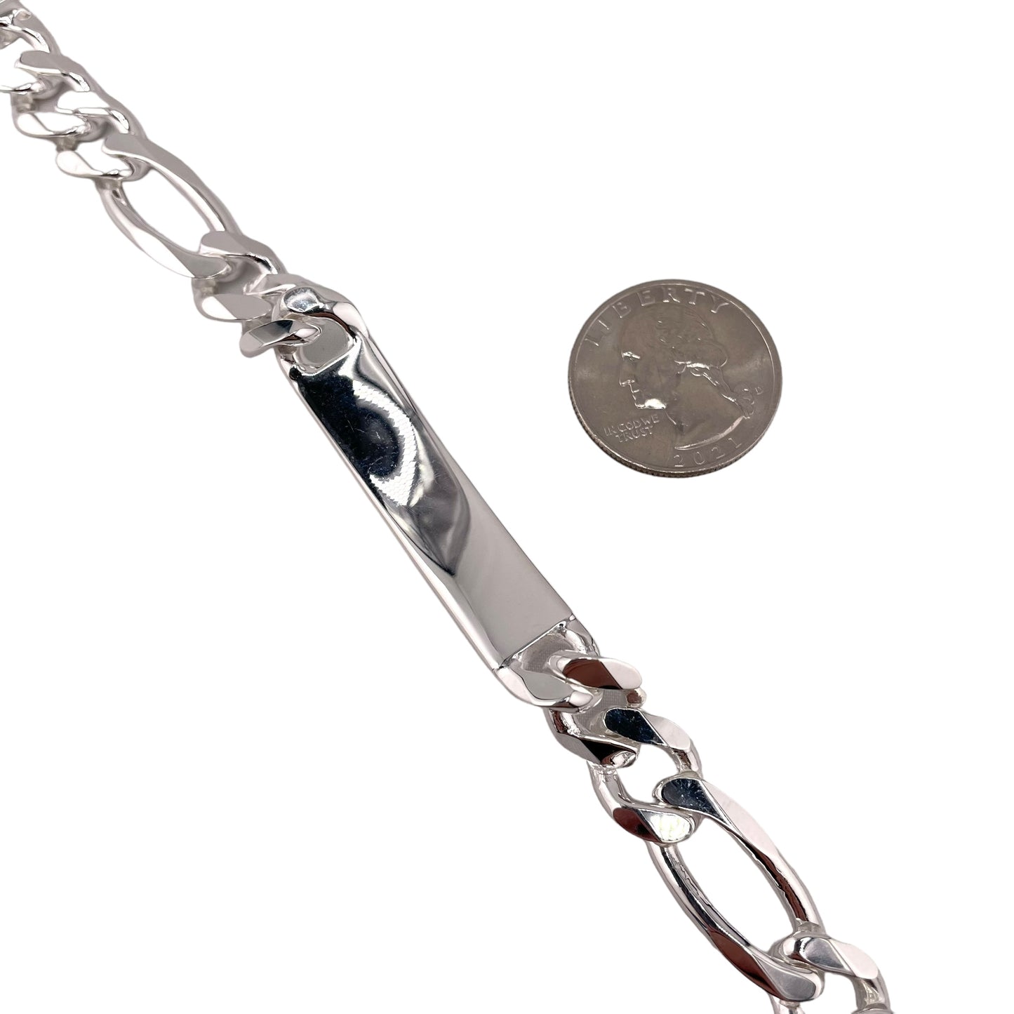 Sterling Silver Figaro 300 10.7mm ID Bracelet Chain Italian Italy Solid Mens Jewelry