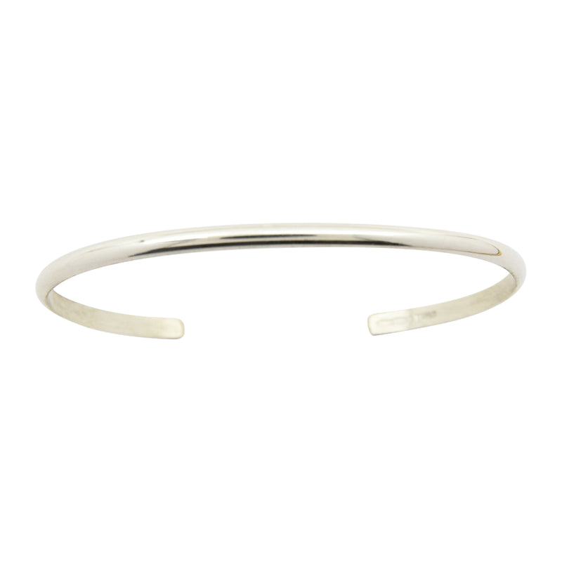 Elaine Tahe Sterling Silver Navajo Half Round Plain 3mm Bracelet