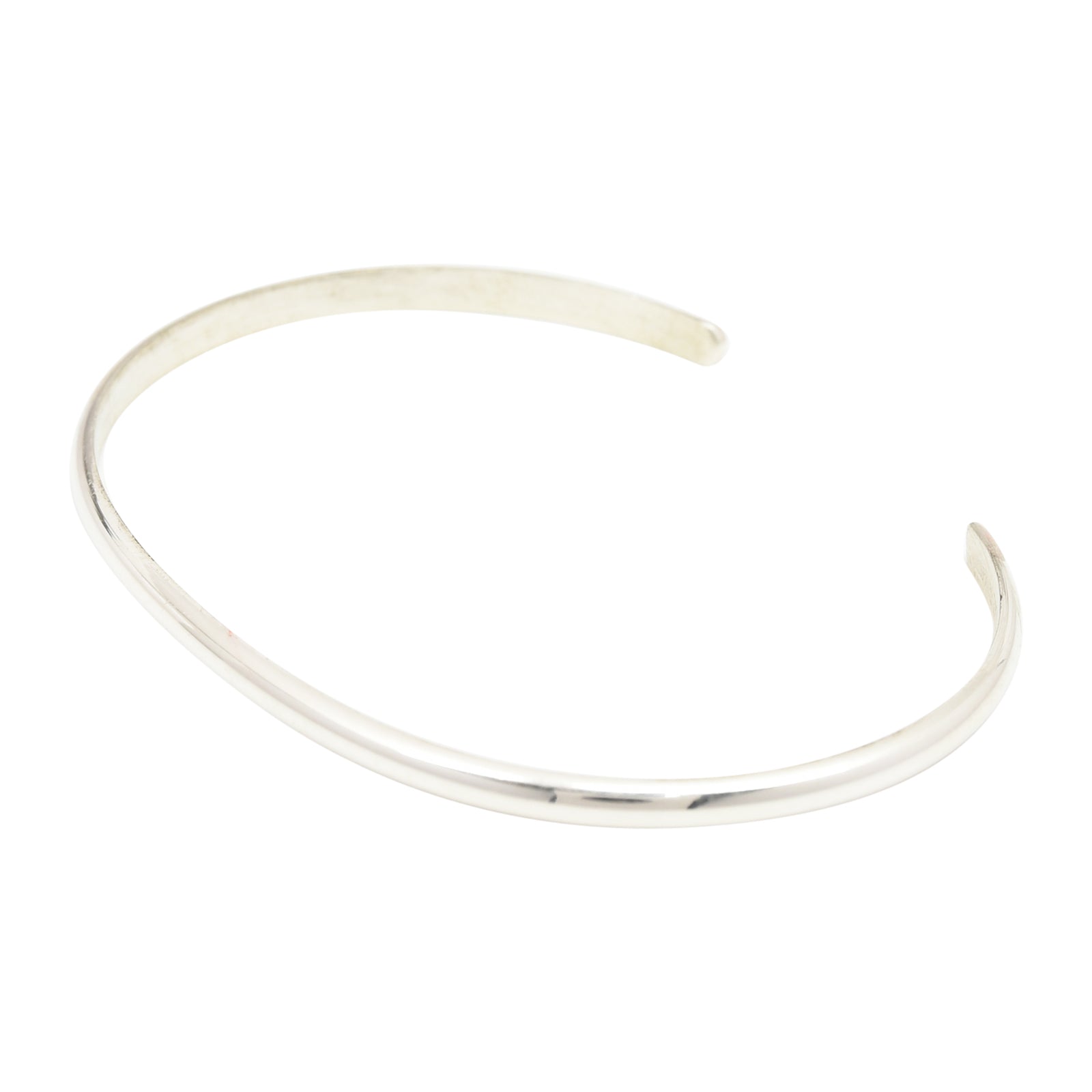 Elaine Tahe Sterling Silver Navajo Half Round Plain 3.2mm Bracelet